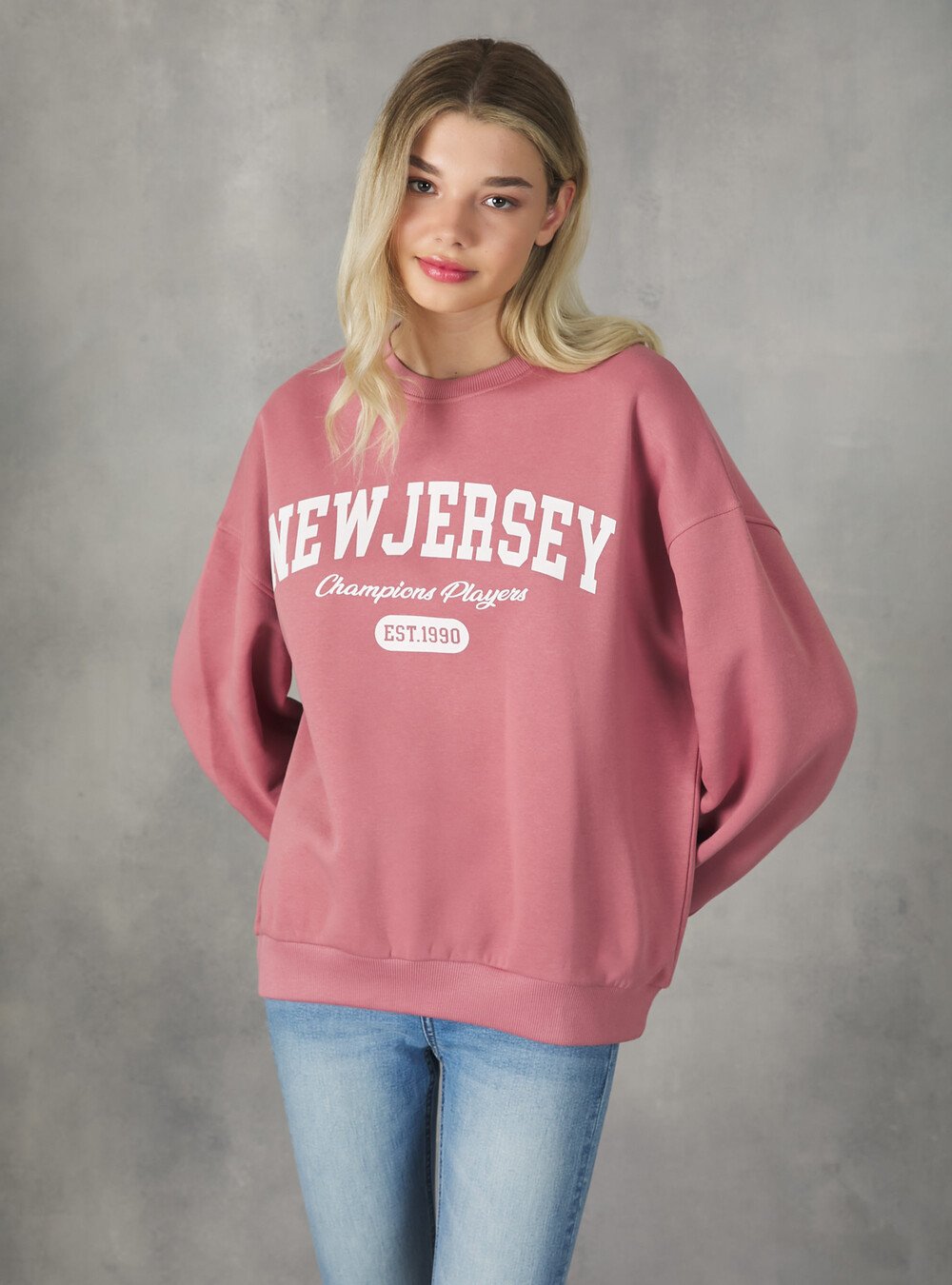 Crewneck college comfort fit sweatshirt