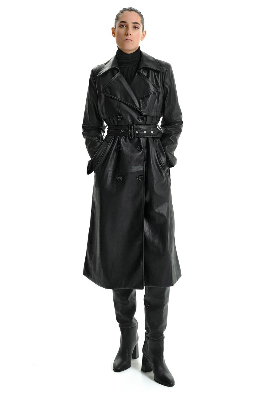 Eco-Leather Trench Coat